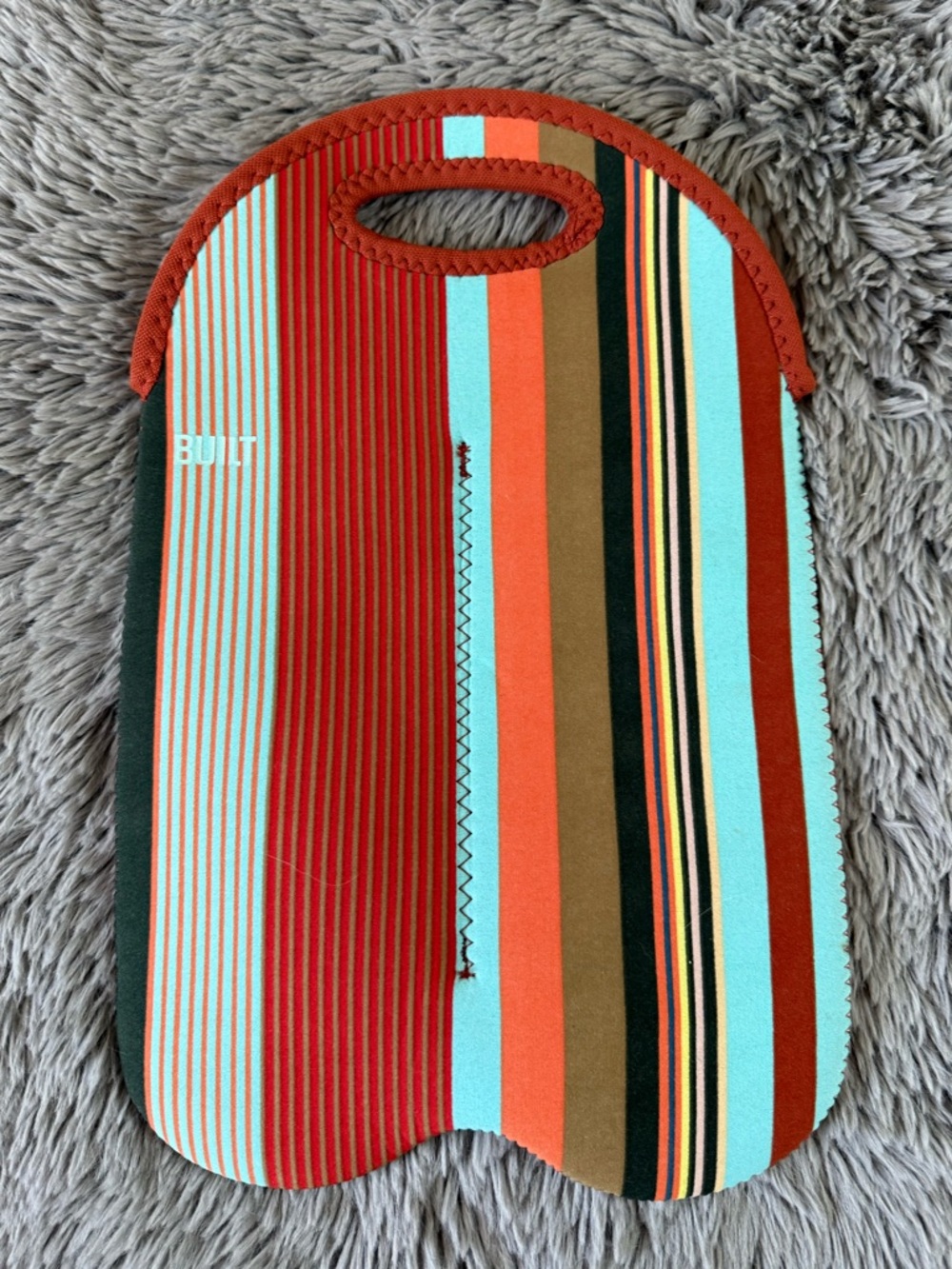 BUILT NY Neoprene 2 Bottle Wine Tote Striped Insulated Carrier